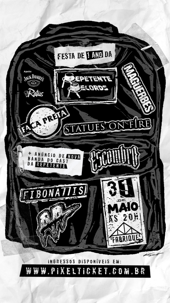 flyer da festa de um ano da repetente records