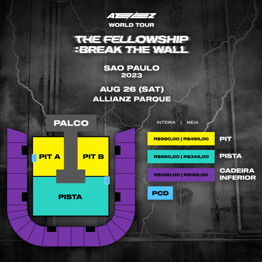 mapa do allianz parque para compra de ingressos para o show do ateez