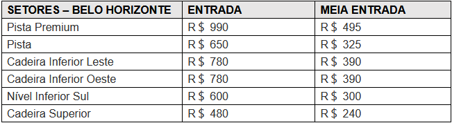 ingressos belo horizonte para o show de paul mccartney no brasil