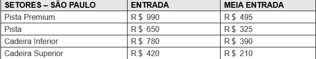 ingressos são paulo para o show de paul mccartney no brasil