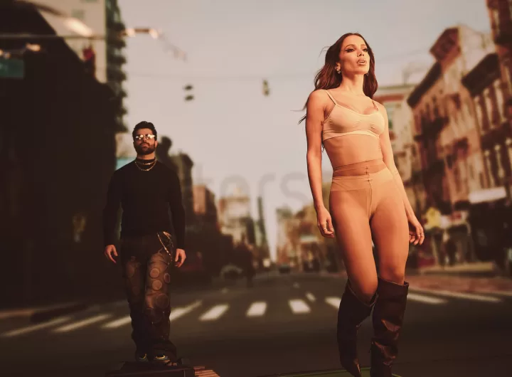 anitta e alok no videoclipe de looking for love