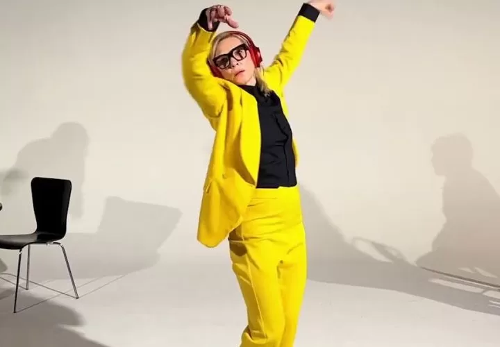 cate blanchett, atriz de cinema, estrelando o videoclipe the girl is crying sparks