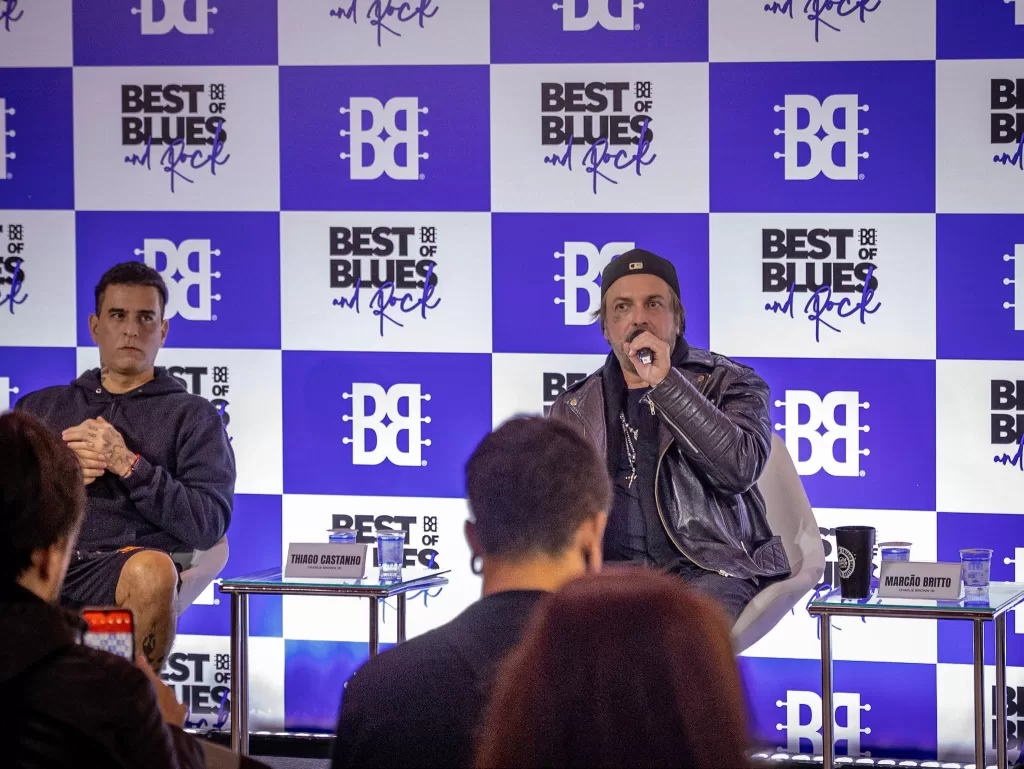 Charlie Brown Jr. em coletiva no Best of Blues (Créditos: Matheus Paiva)